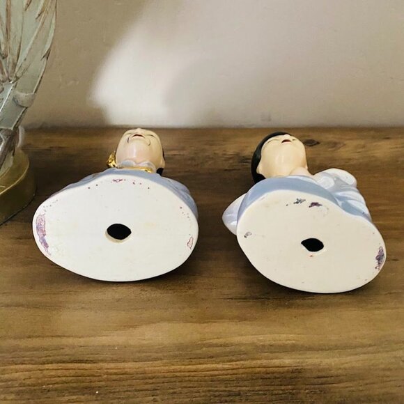 1940's Asian Couple Man Woman Porcelain Figurines Statues - Picture 3 of 3